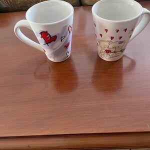 Heart and Bear Design Mugs - Red and White
